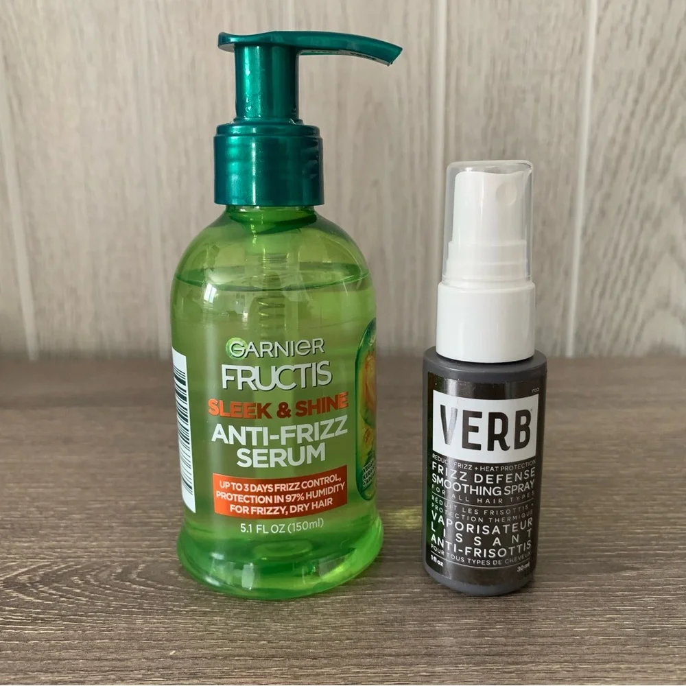 Garnier Fructis Sleek Shine Anti Frizz Serum Verb Frizz Defense Smoothing Spray